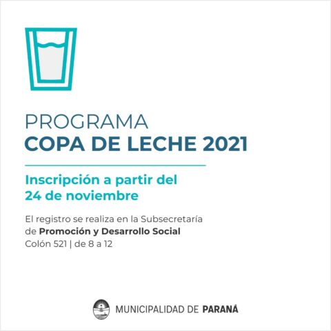 Abren la inscripción para el Programa Copa de Leche 2021