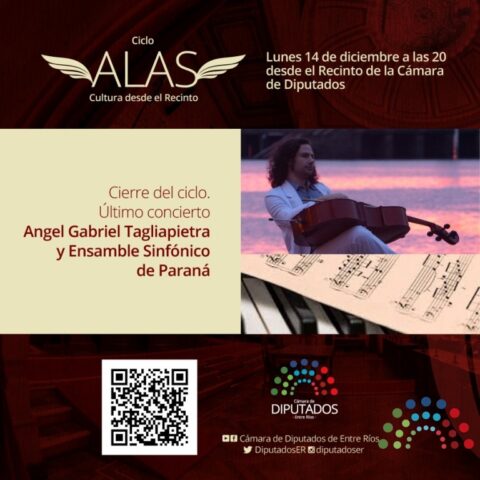 Ciclo Alas se despide con el concordiense Gabriel Tagliapietra y Ensamble Sinfónico de Paraná 2020-12-12 Prensa Imprimir Ciclo Alas se despide con el concordiense Gabriel Tagliapietra y Ensamble Sinfónico de Paraná 2020-12-12 Prensa Imprimir