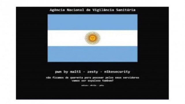 Hackearon Anvisa y pusieron una bandera argentina