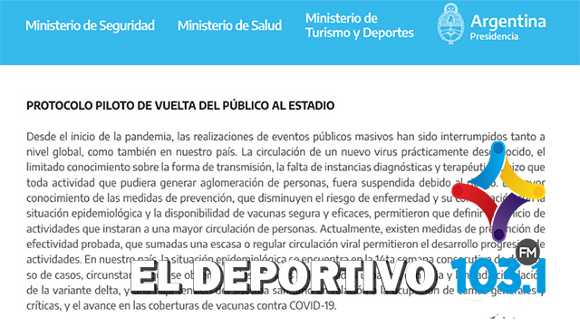 Protocolo para la vuelta del público a los estadios Protocolo para la vuelta del público a los estadios