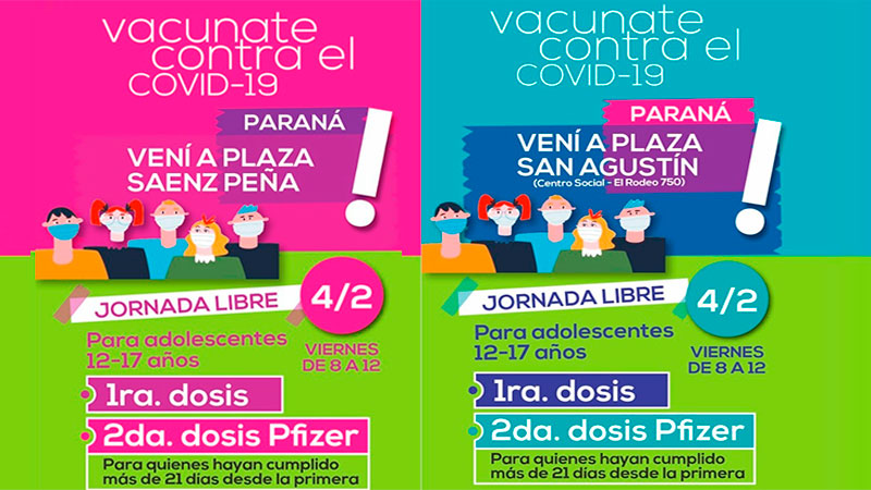 Vacunarán contra Covid en dos plazas de Paraná