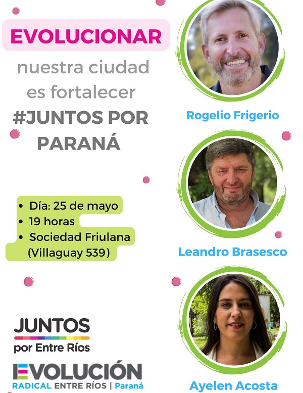 Frigerio, Brasesco y Ayelén Acosta compartirán un acto el 25 en Paraná
