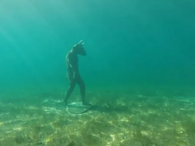 Misterio en Neuquén: apareció un minotauro en el fondo de un lago