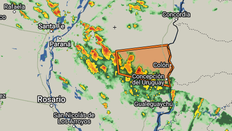 Caida de granizo y alerta por tormenta para un sector de Entre Rios