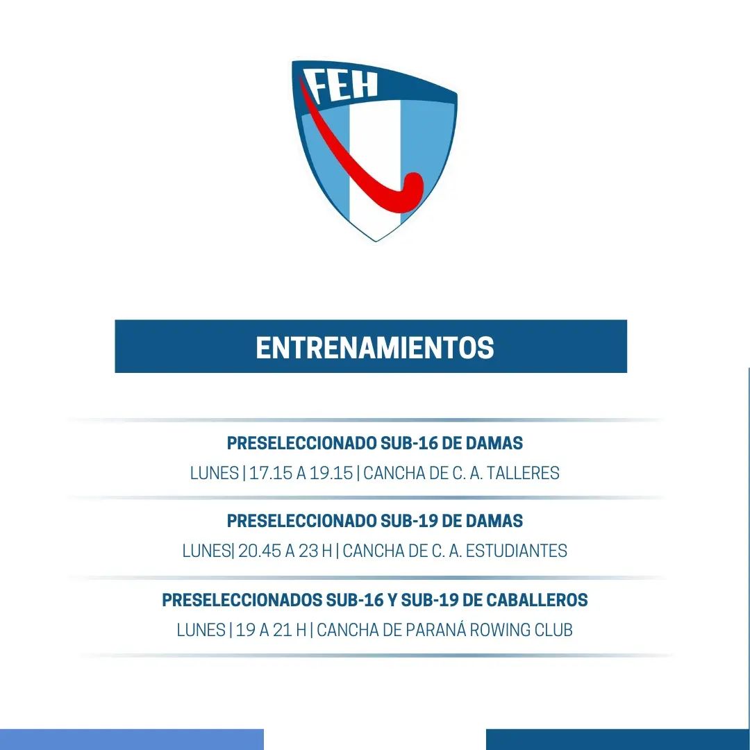 Listo los horarios de los Entrenamientos Listo los horarios de los Entrenamientos