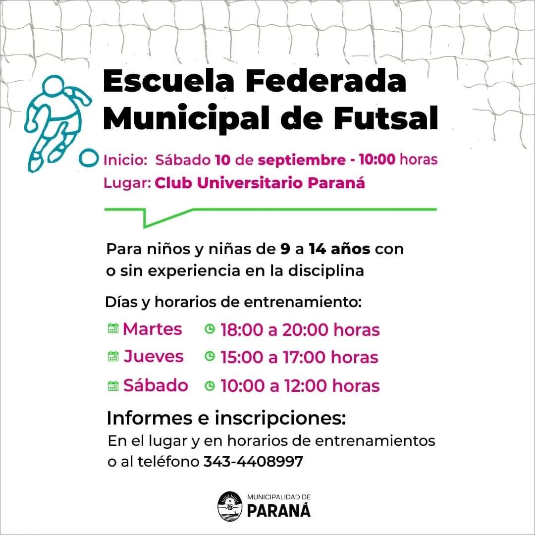 Futsal: Invitan a participar de la Escuela Federada Municipal