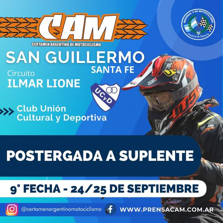 Se suspendió la novena fecha del CAM en San Guillermo Se suspendió la novena fecha del CAM en San Guillermo
