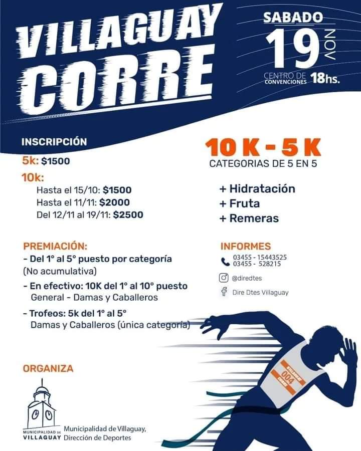 El sábado se corre la 6ª edición de la Villaguay corre