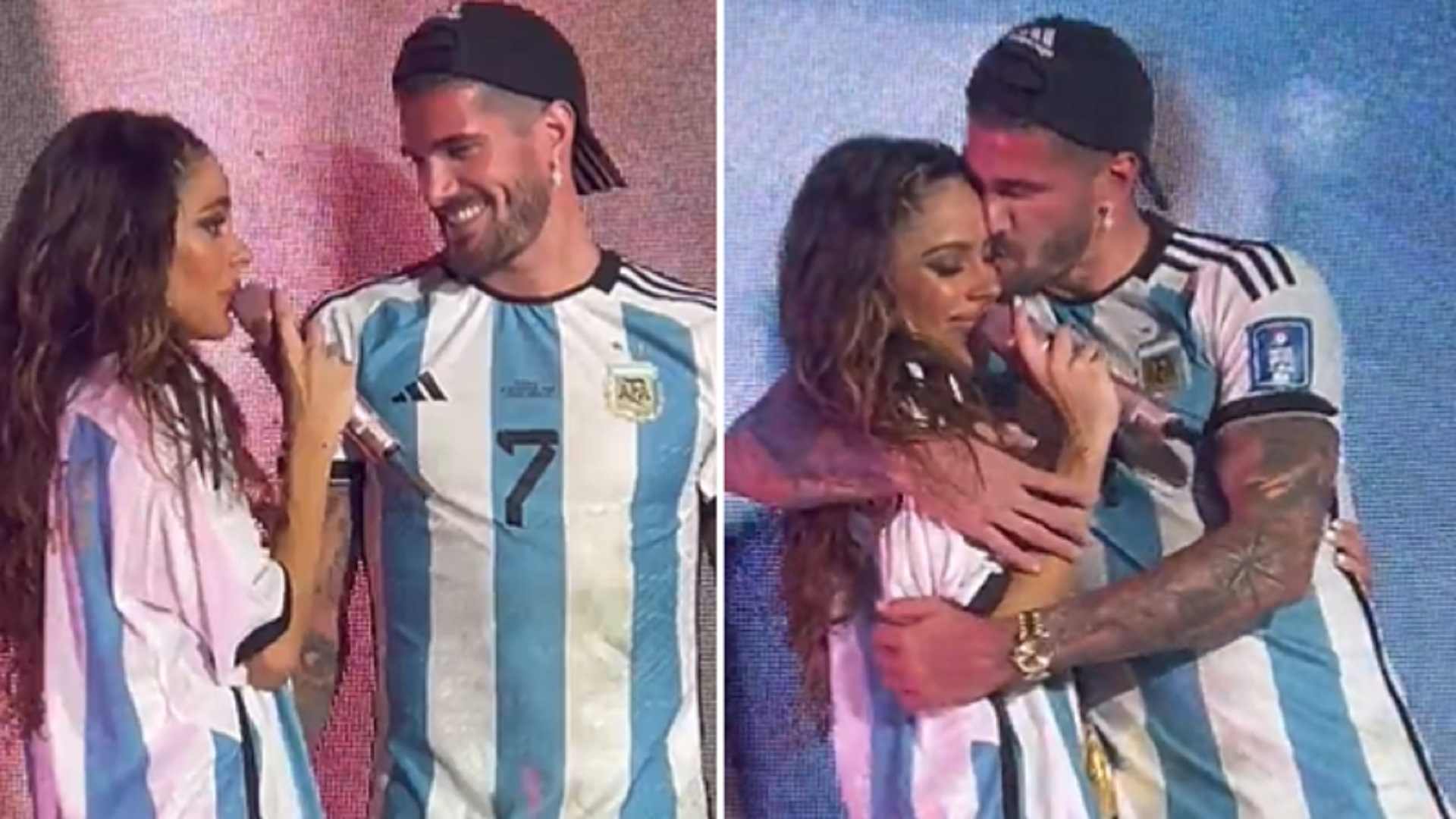 Rodrigo De Paul fue a ver a Tini Stoessel y le habló al público que lo ovacionó Rodrigo De Paul fue a ver a Tini Stoessel y le habló al público que lo ovacionó