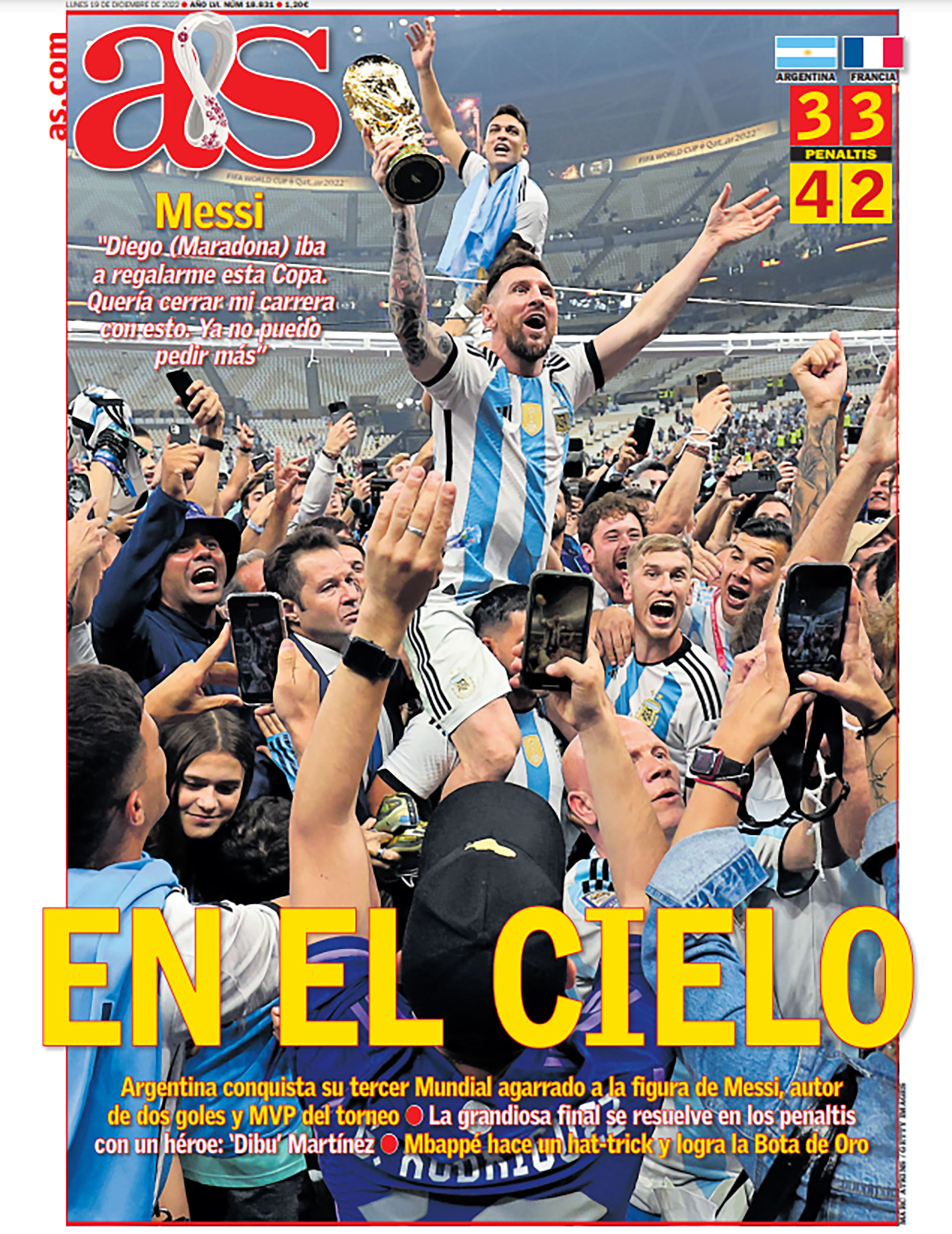 AS es uno de los pocos medios periodísticos que hace hincapié en la gran actuación de Emiliano Dibu Martínez