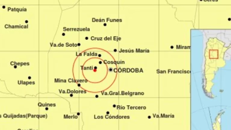 En Córdoba se registró un sismo de magnitud 2.9