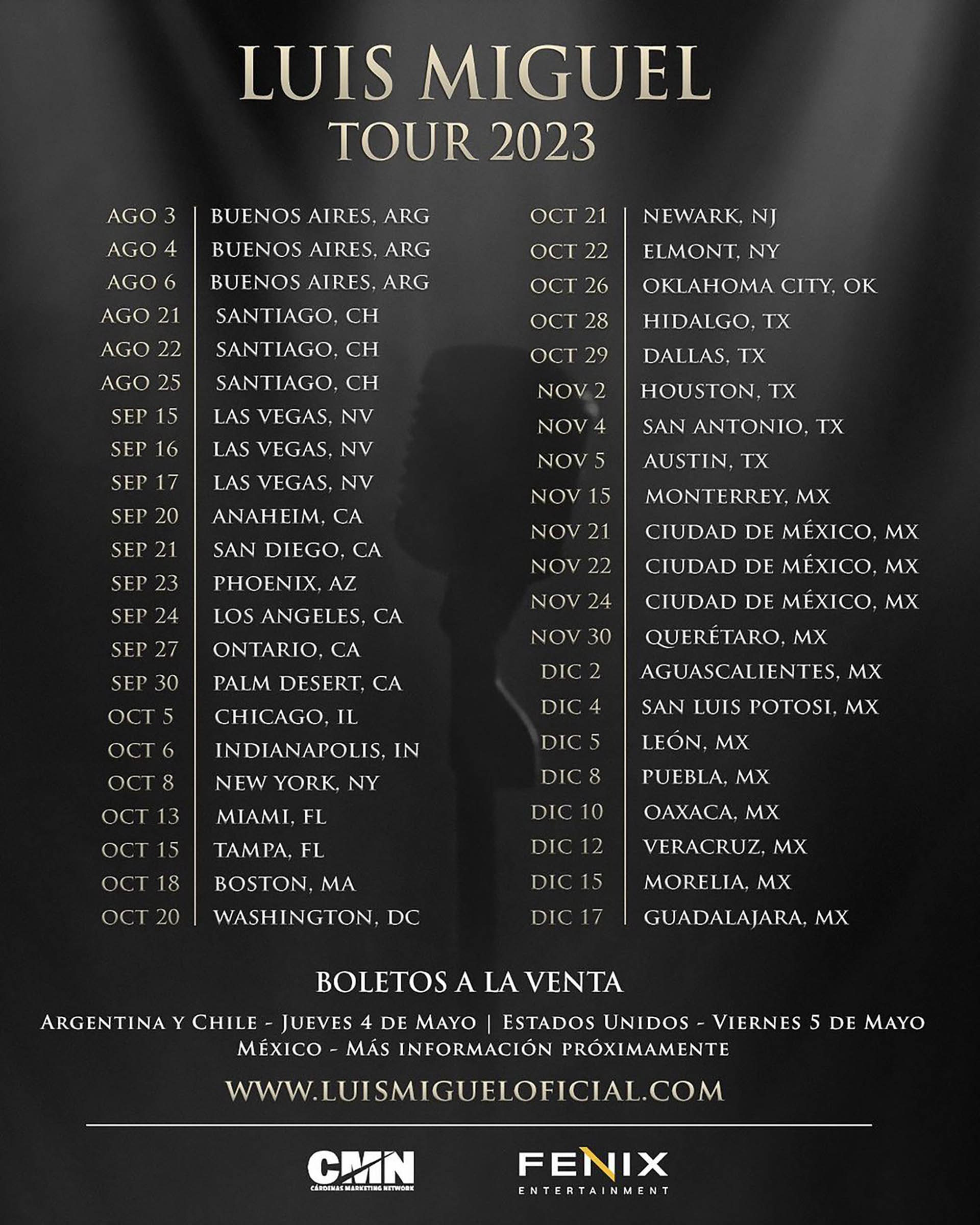 Estos son todos los países que Luis Miguel confirmó para su tour mundial (Instagram)