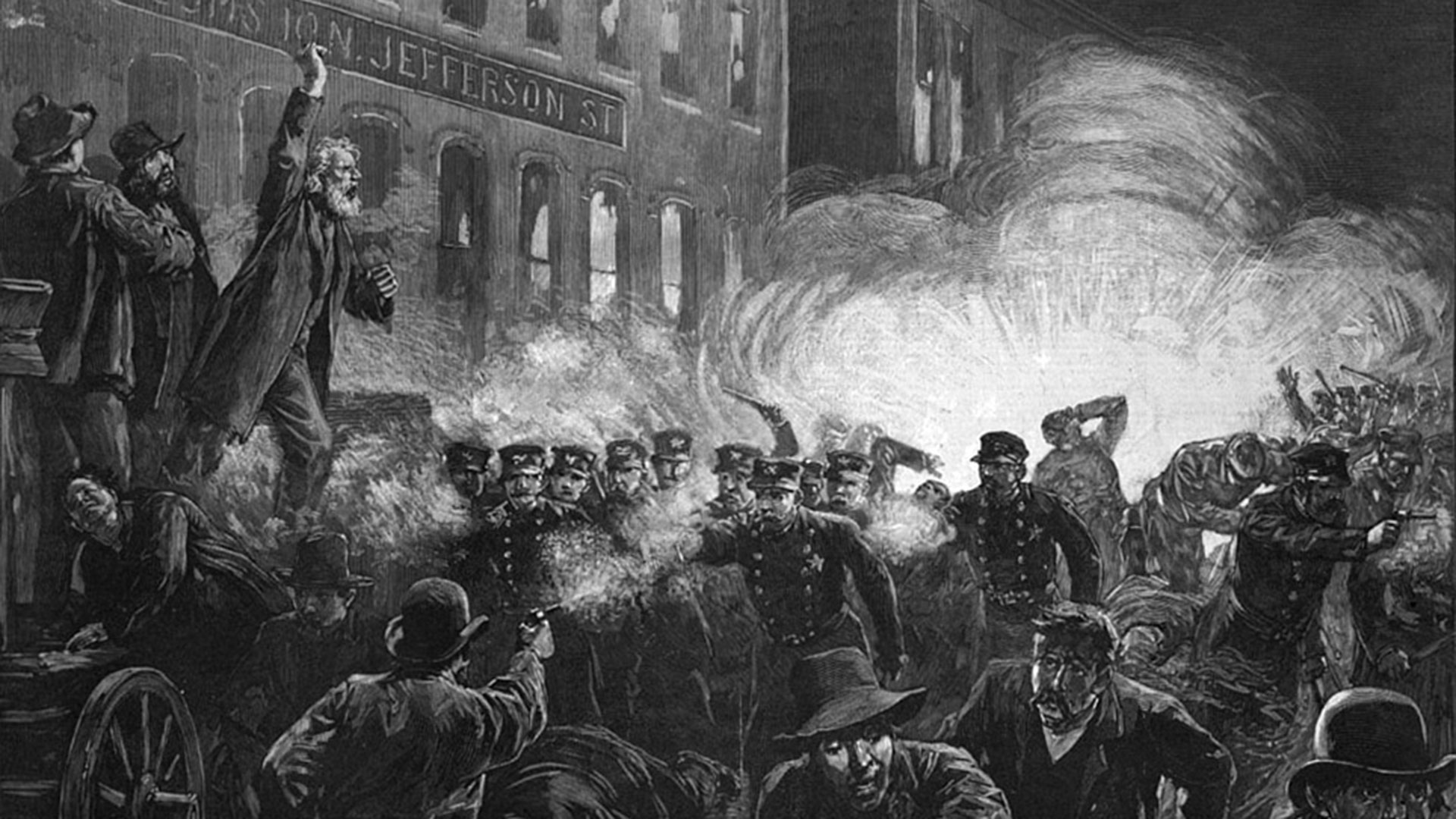 Una ilustración de la revuelta de Haymarket