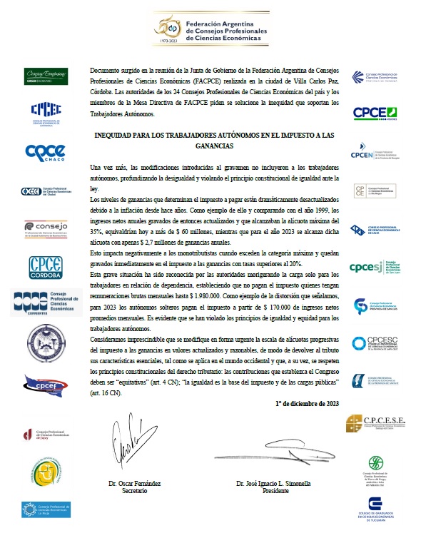 Inequidad para los trabajadores autónomos en el impuesto a las ganancias Inequidad para los trabajadores autónomos en el impuesto a las ganancias