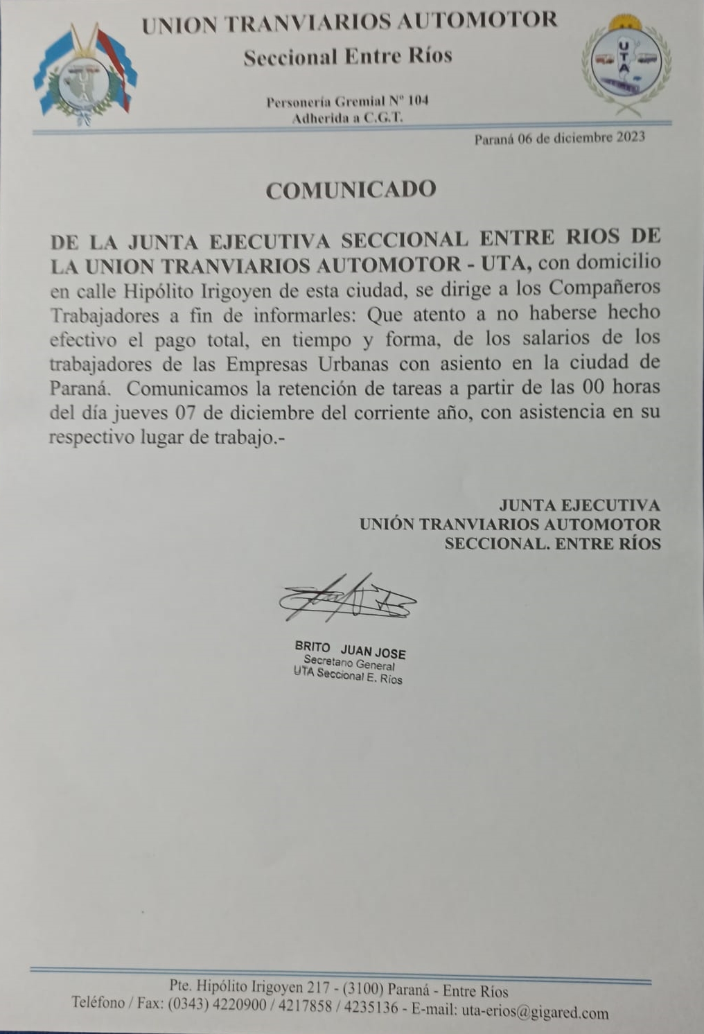 Desde la medianoche habrá paro de colectivos