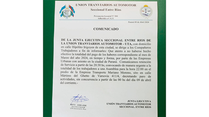 Paraná se queda sin servicio de colectivos