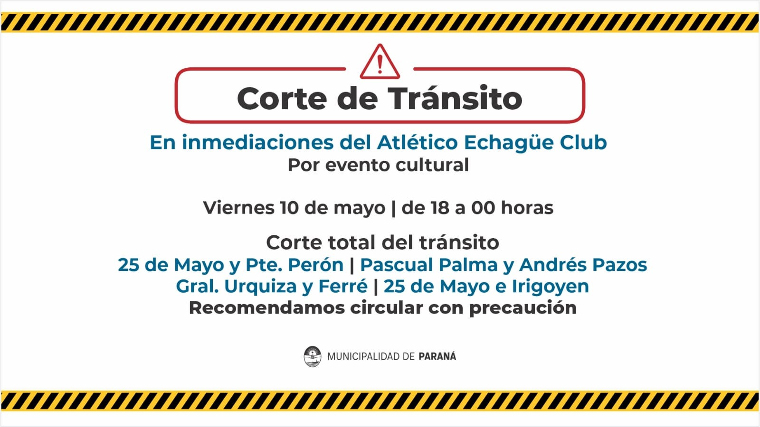 Este viernes habrá cortes y desvíos en un sector de la zona centro