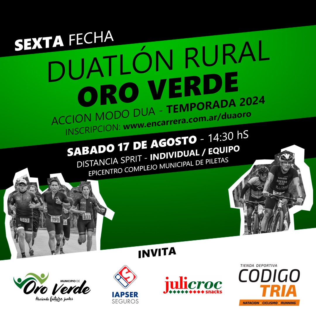 En Agosto llega el Duatlón Rural a Oro Verde con la coronación del Campeonato