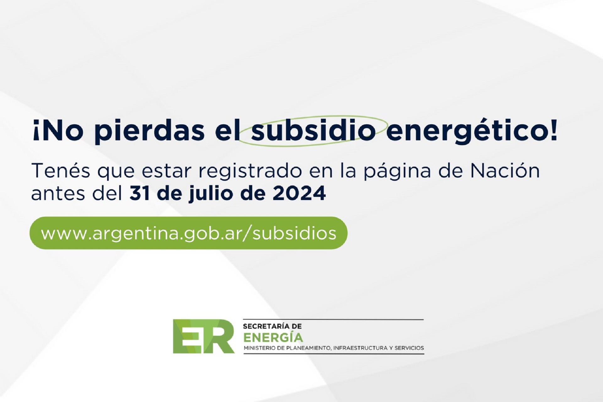 La provincia insta a inscribirse al RASE para no perder los subsidios de luz y gas que quitará Nación