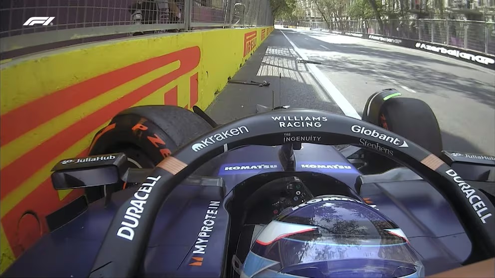 Franco Colapinto chocó su Williams contra el muro en la primera práctica del GP de Azerbaiyán