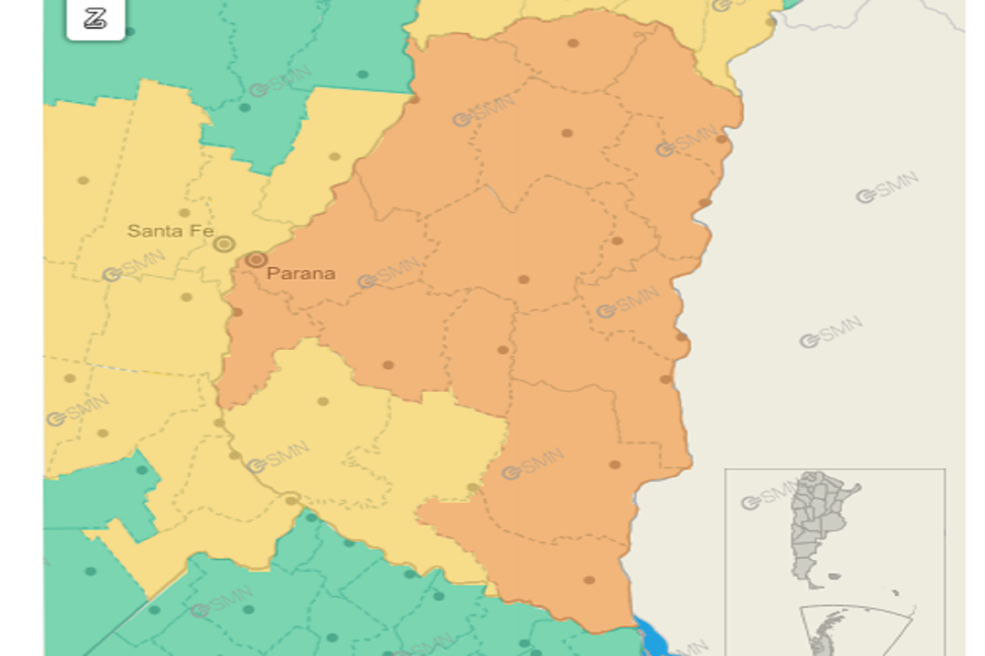 El SMN actualizó su alerta a naranja para hoy lunes El SMN actualizó su alerta a naranja para hoy lunes