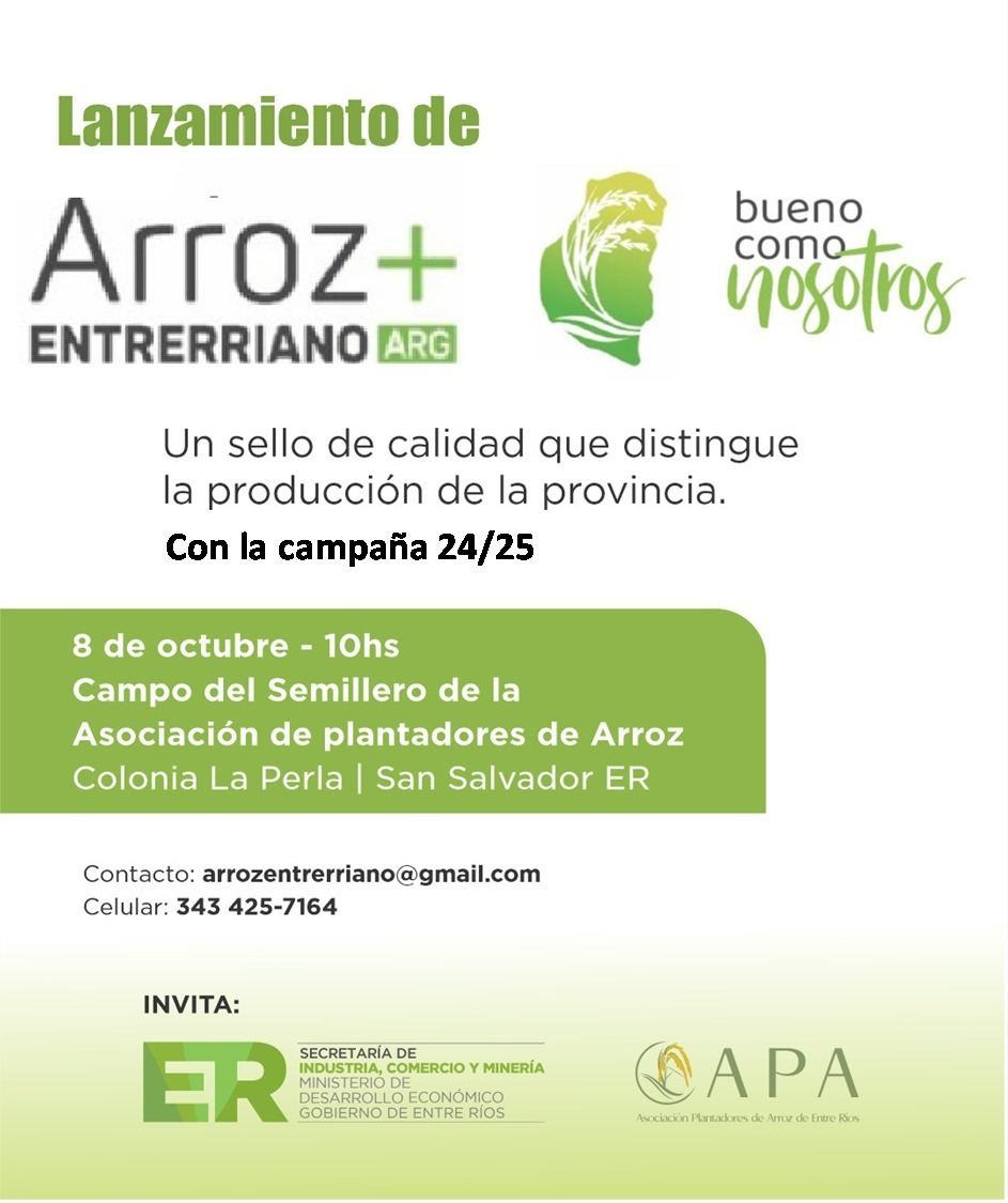 Se lanzará el sello de calidad «Arroz Entrerriano»