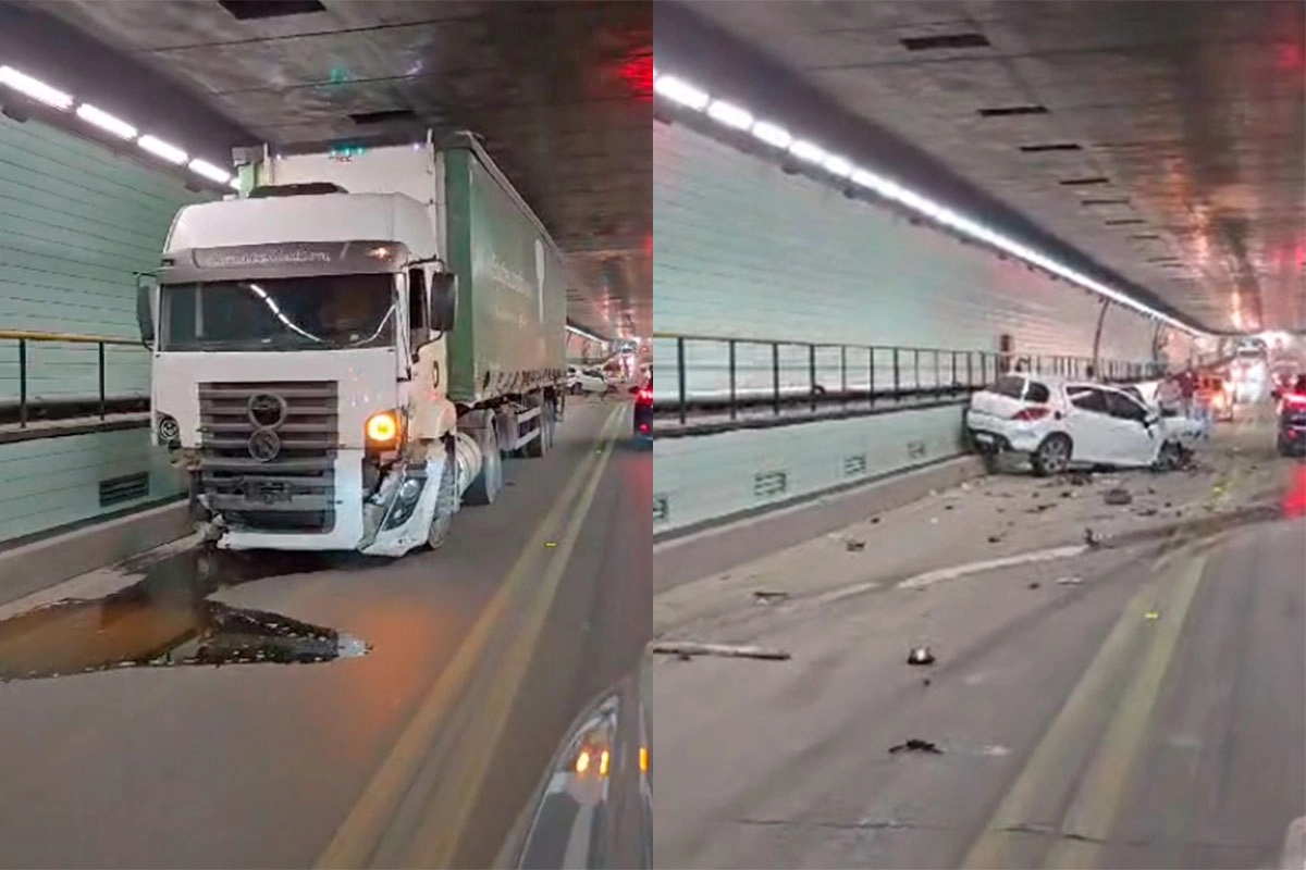 Un auto y un camión chocaron fuertemente en el Túnel Subfluvial: una mujer fue hospitalizada
