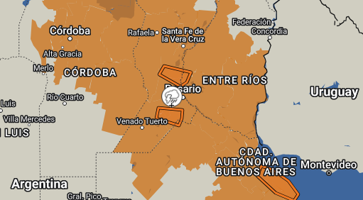 Rige una alerta naranja por tormentas que llegarán a Entre Ríos en las próximas horas Rige una alerta naranja por tormentas que llegarán a Entre Ríos en las próximas horas