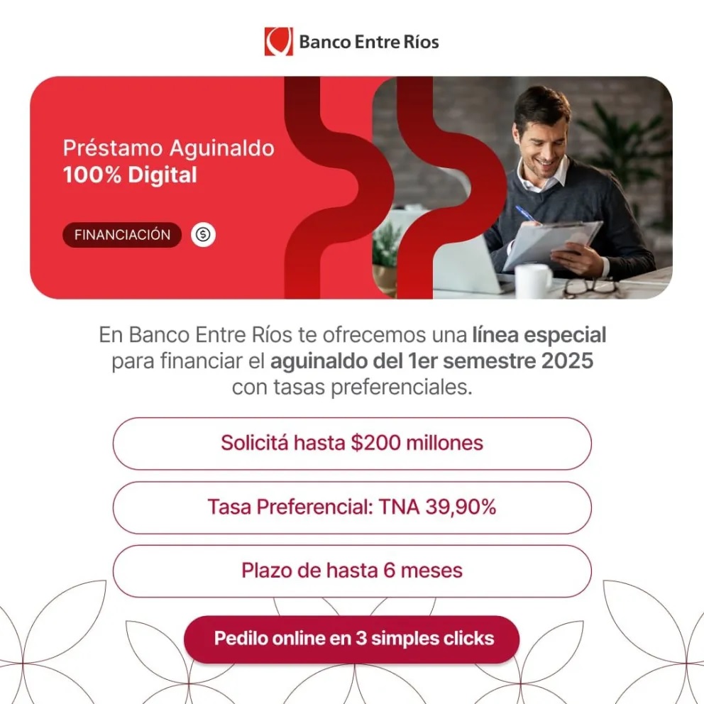 El Banco Entre Ríos lanzó una línea de crédito online para que las empresas paguen los aguinaldos