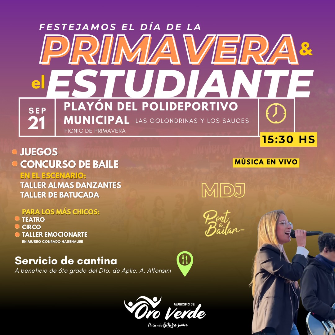 Llega el Día de la Primavera y del Estudiante y Oro Verde se prepara para el festejo Llega el Día de la Primavera y del Estudiante y Oro Verde se prepara para el festejo