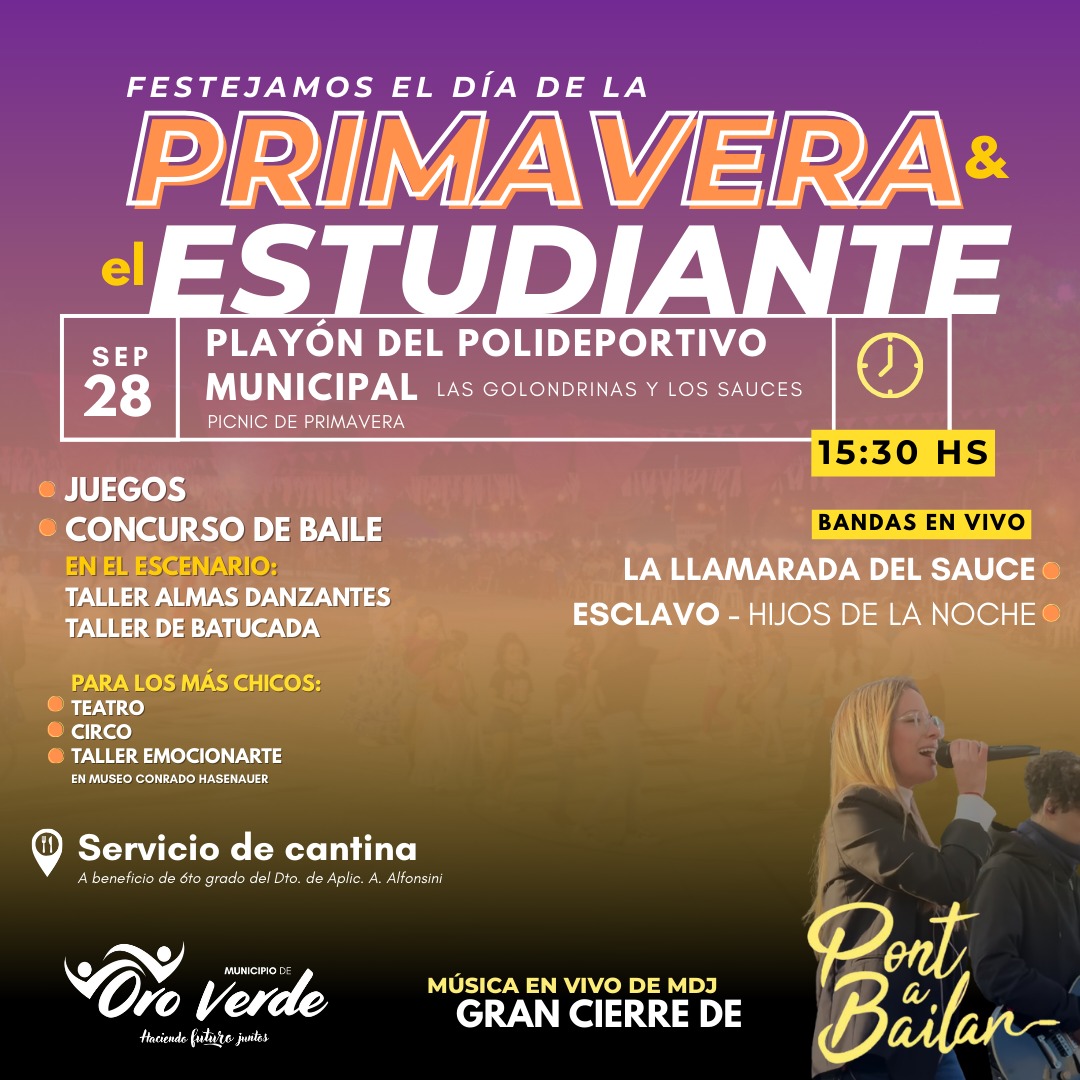 Oro Verde festeja el Día de la Primavera y del Estudiante este domingo Oro Verde festeja el Día de la Primavera y del Estudiante este domingo
