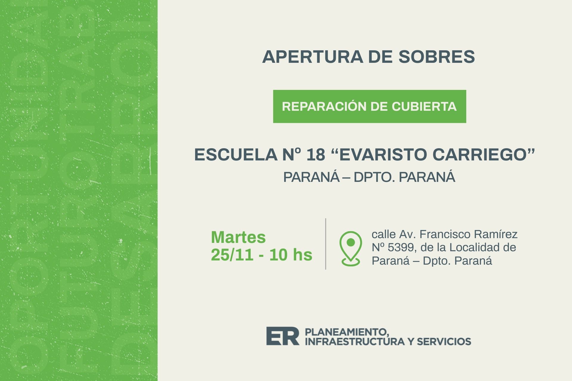 Se intervendrá escuela de Paraná para resolver daños por filtraciones